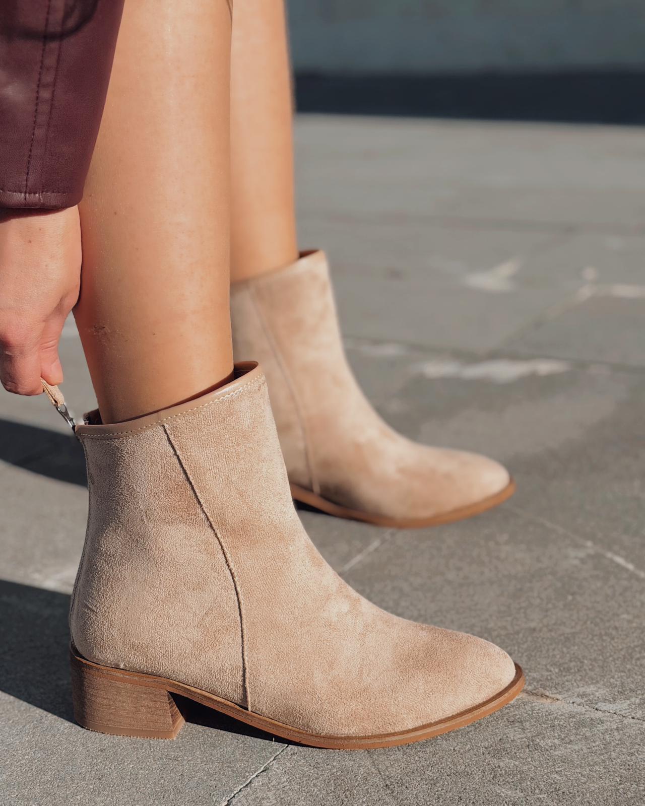 Olvara Kadın Topuklu Bot Bej Süet - ILOVESHOES