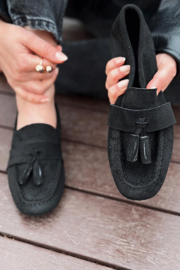 Olena Kadın Loafer Siyah Süet - ILOVESHOES
