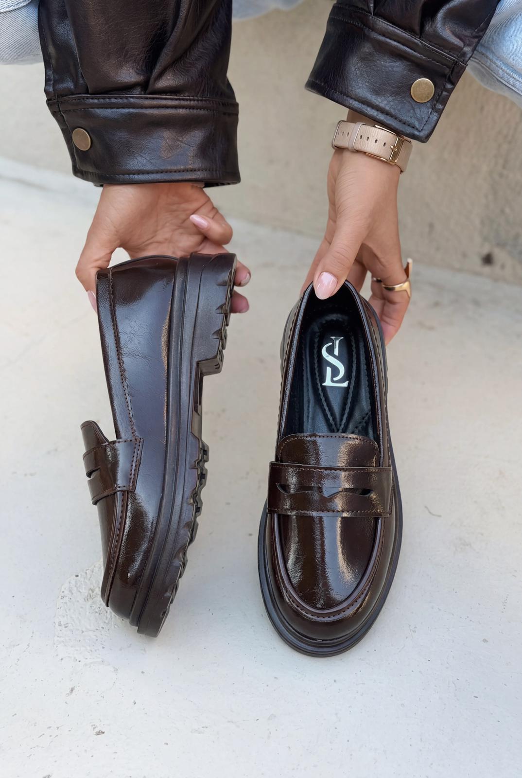 Kastrel Kasın Loafer Acıkahve Kırışık Rugan - ILOVESHOES