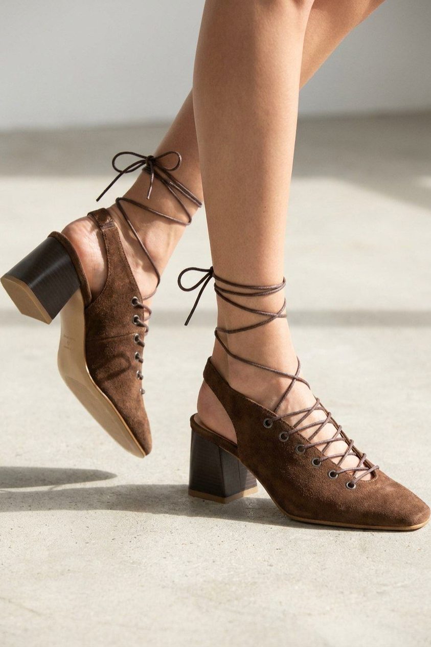 Yorella Acı Kahve Süet Kadın Topuklu Ayakkabı - ILOVESHOES