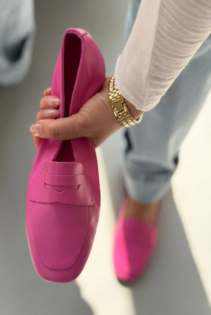 Melniel Fuşya Hakiki Deri Kadın Loafer - ILOVESHOES
