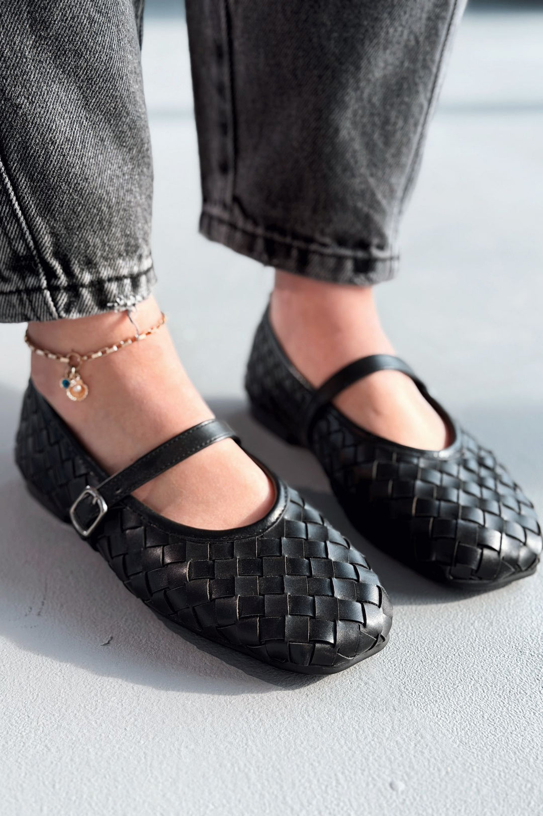 Roselle Kadın Babet Siyah Mat Deri - ILOVESHOES