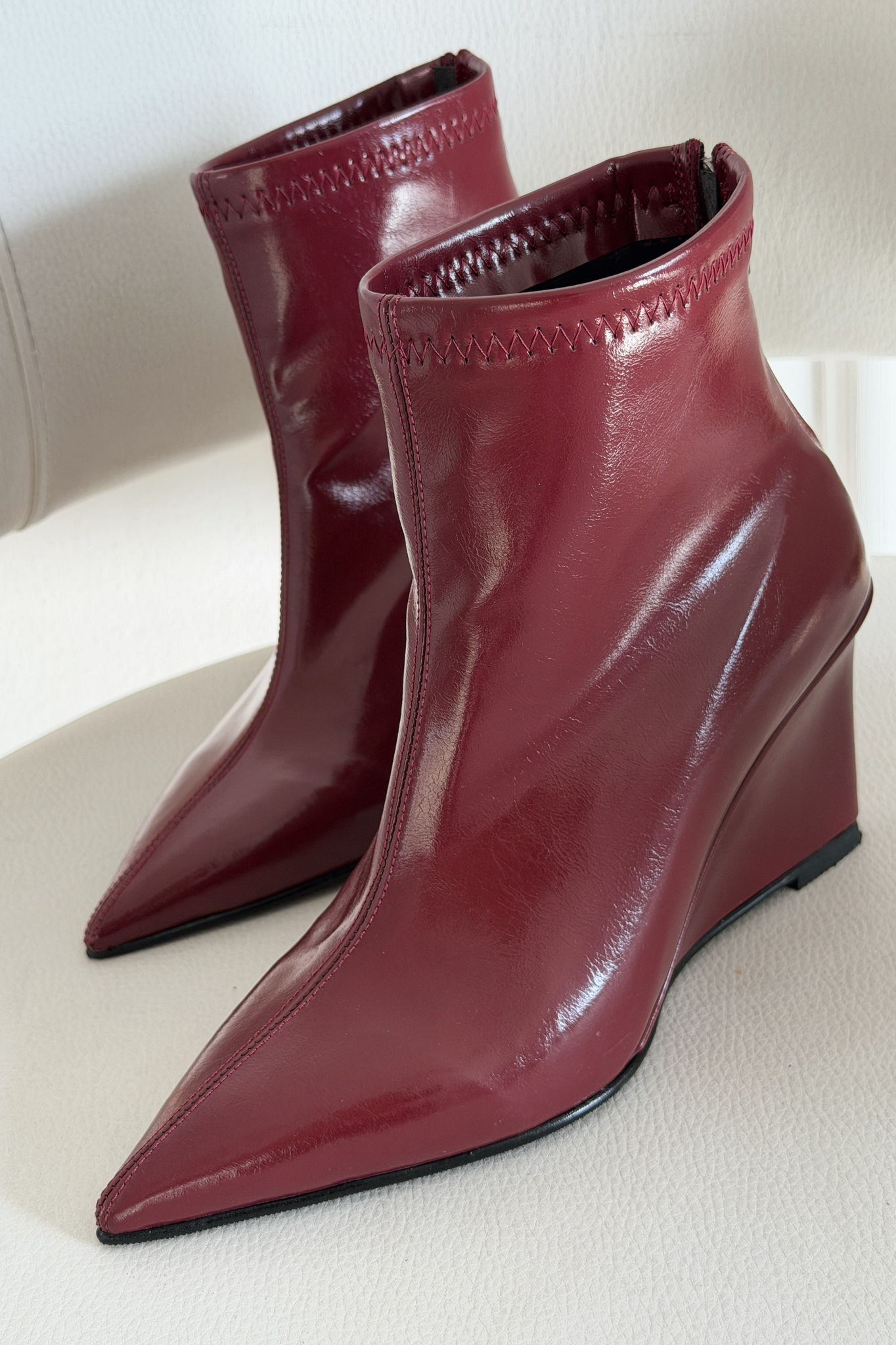 Valoti Kadın Dolgu Topuklu Bot Bordo Mat Deri