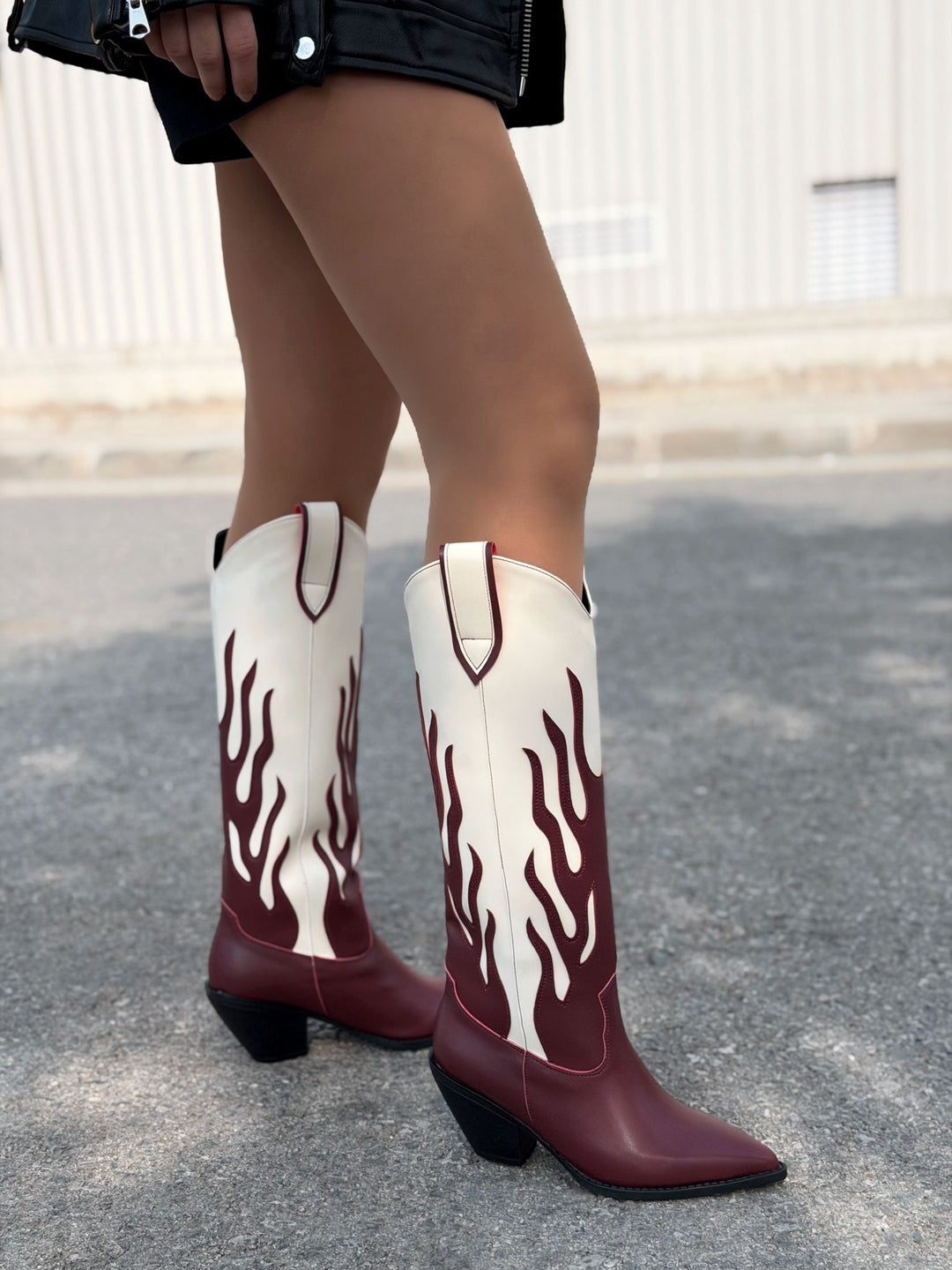 Uldra Kadın Kovboy Çizme Bordo Mat Deri - ILOVESHOES