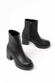 Olixor Siyah Fermuarlı Kalın Topuklu Günlük Kadın Bot - ILOVESHOES