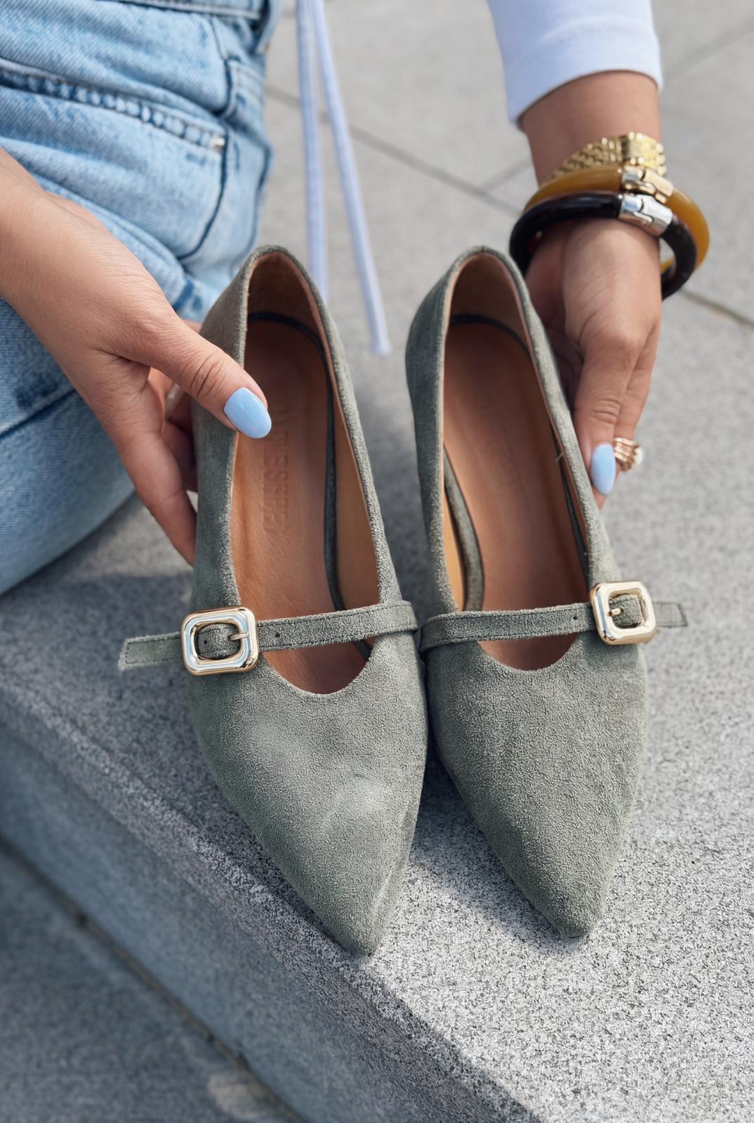 Karden Hakiki Deri Kadın Haki Süet Kadın Stiletto - ILOVESHOES