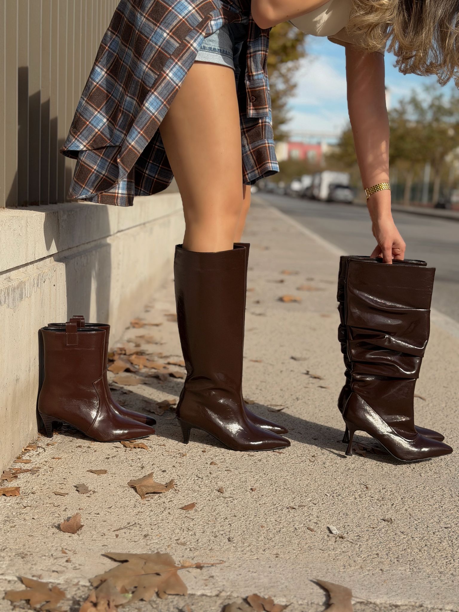 Remni Kadın Topuklu Çizme Acıkahve Kırışık Rugan - ILOVESHOES