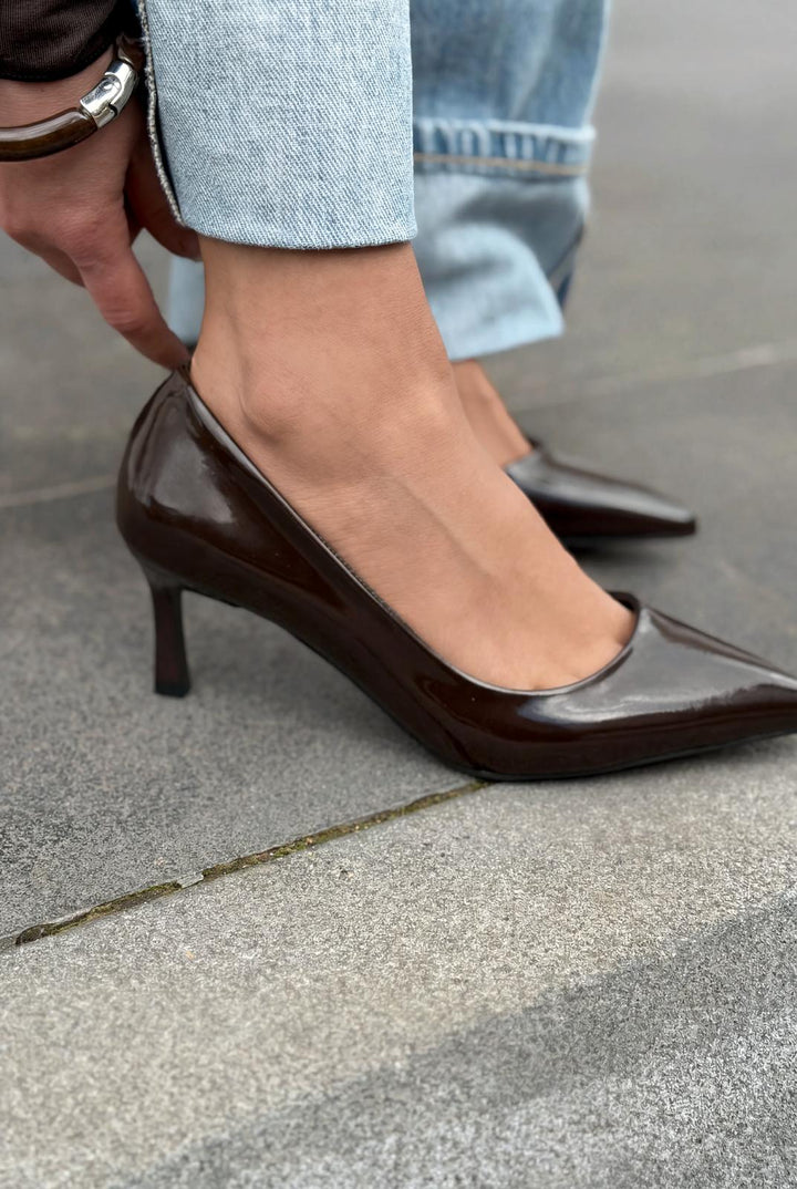 Delvion Acıkahve Rugan Kadın Stiletto - ILOVESHOES