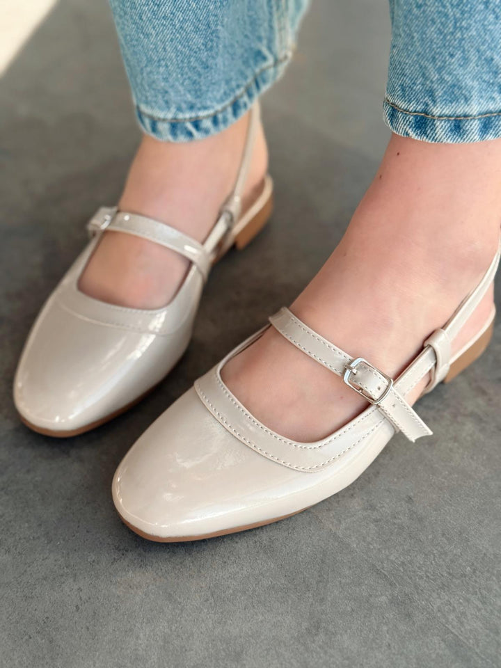 Minor Rugan Bej Bant Detaylı Mary Jane - ILOVESHOES