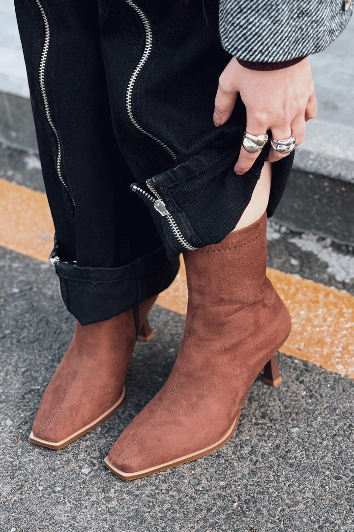 Alderie Kadın Topuklu Bot Taba Süet - ILOVESHOES