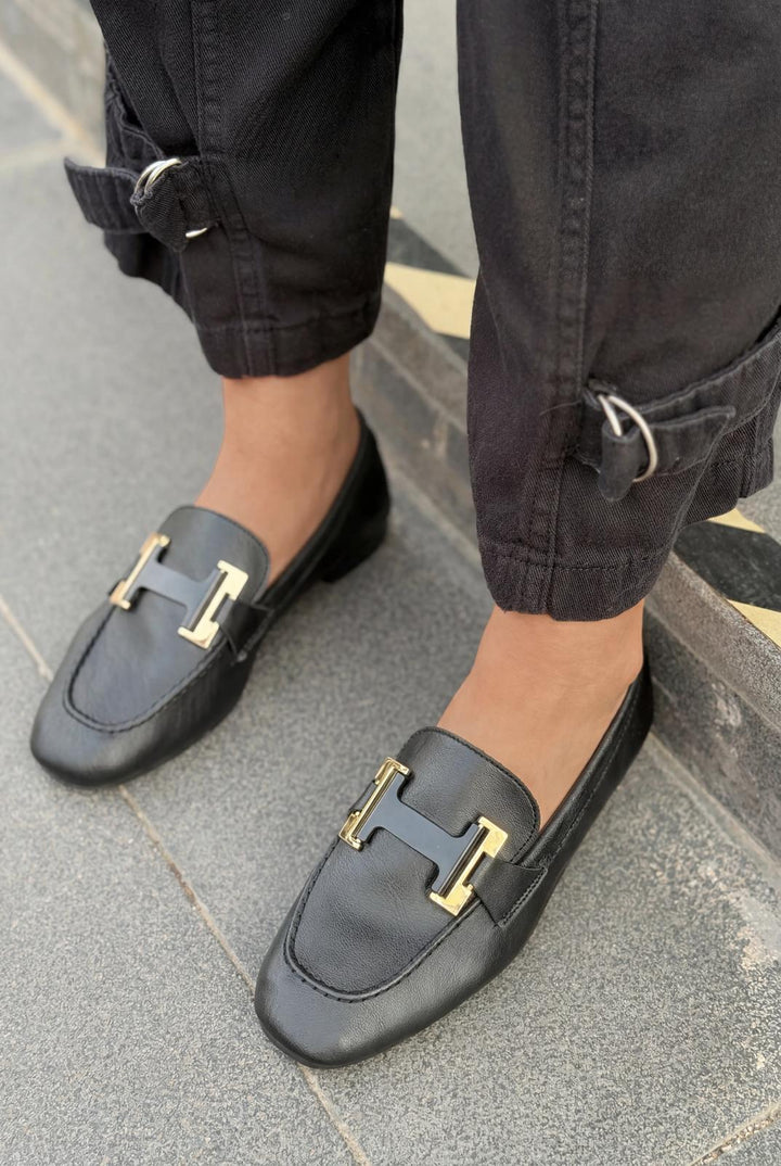 Elara Kadın Loafer Siyah Mat Deri - ILOVESHOES