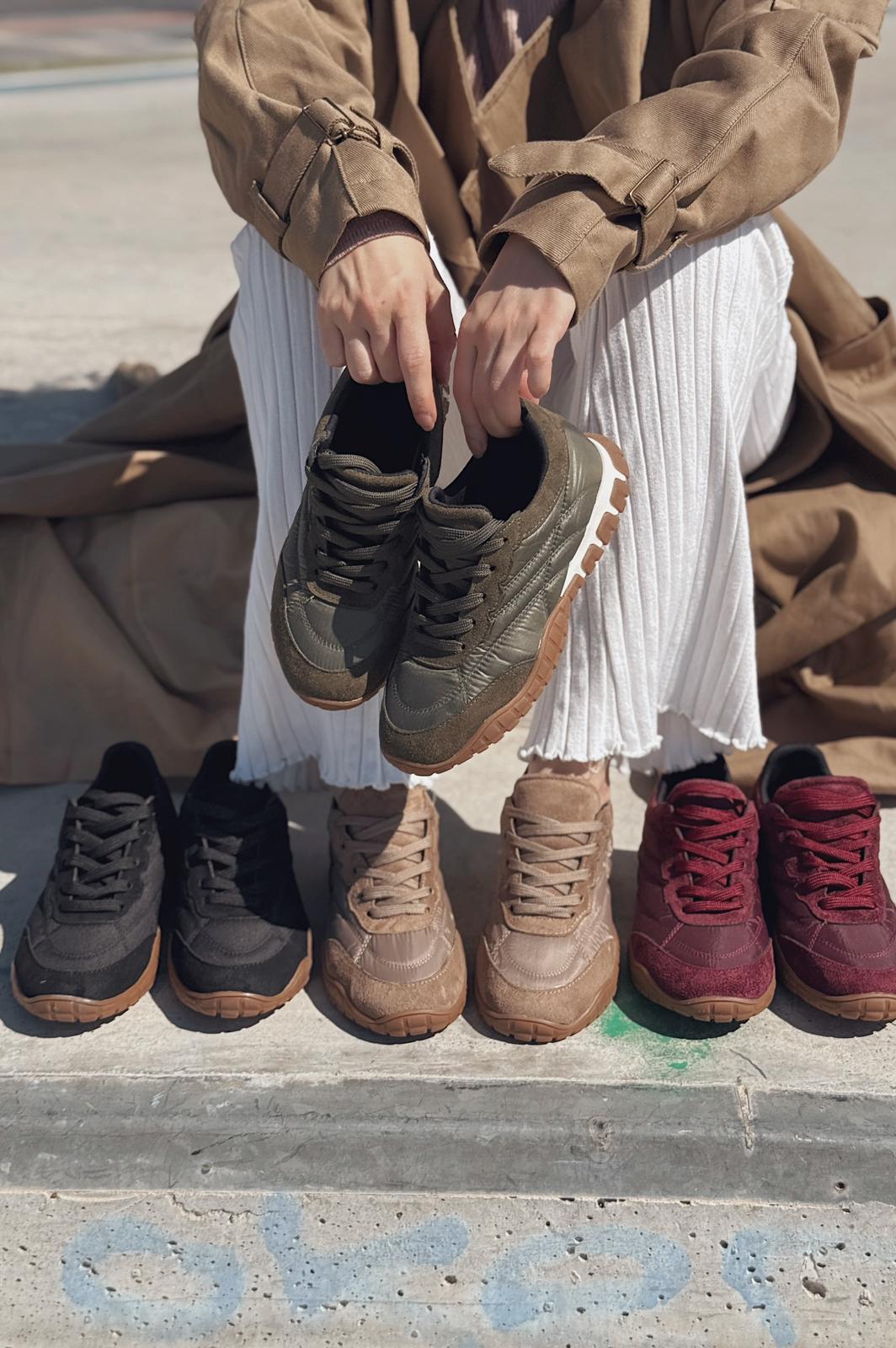 Romine Paraşüt Kumaş Bej Kadın Spor Ayakkabı - ILOVESHOES