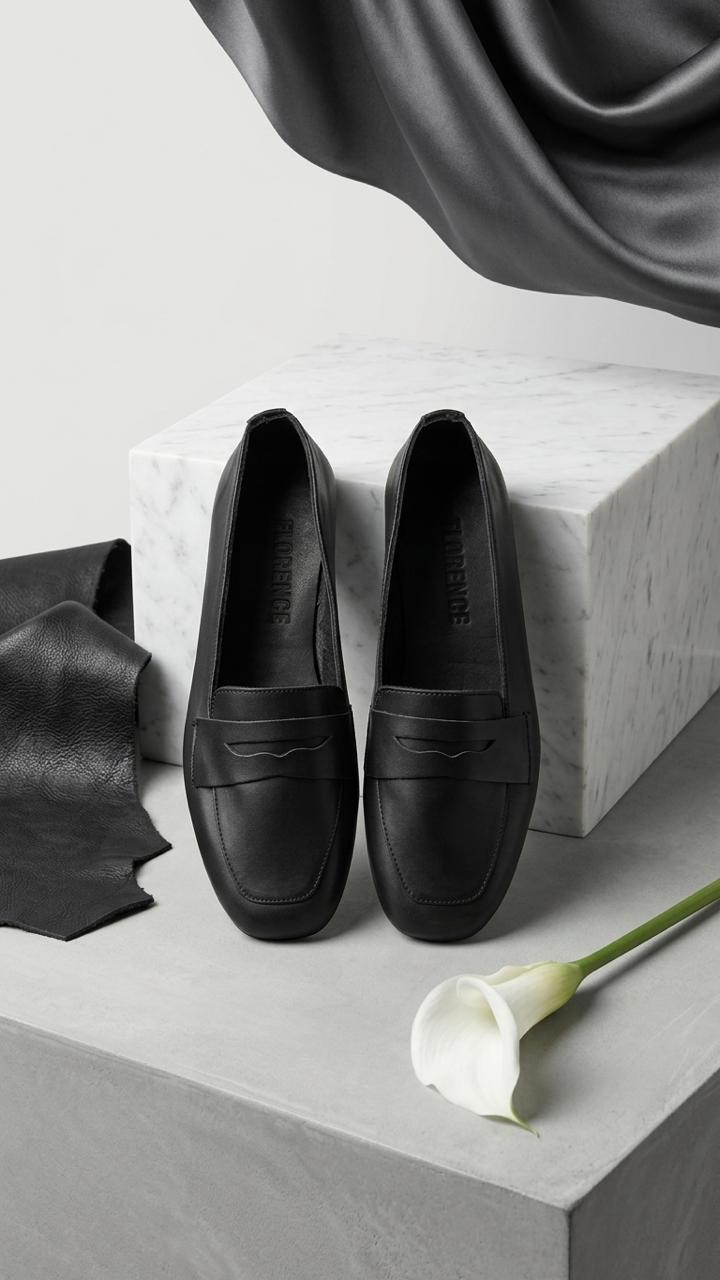 Melniel Siyah Hakiki Deri Kadın Loafer - ILOVESHOES