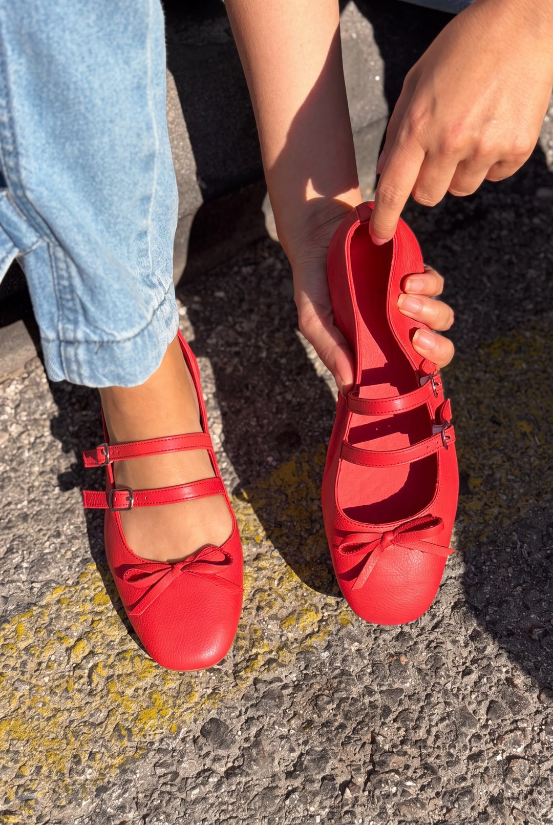 Lovia Kırmızı Mat Hakiki Deri Kadın Babet - ILOVESHOES
