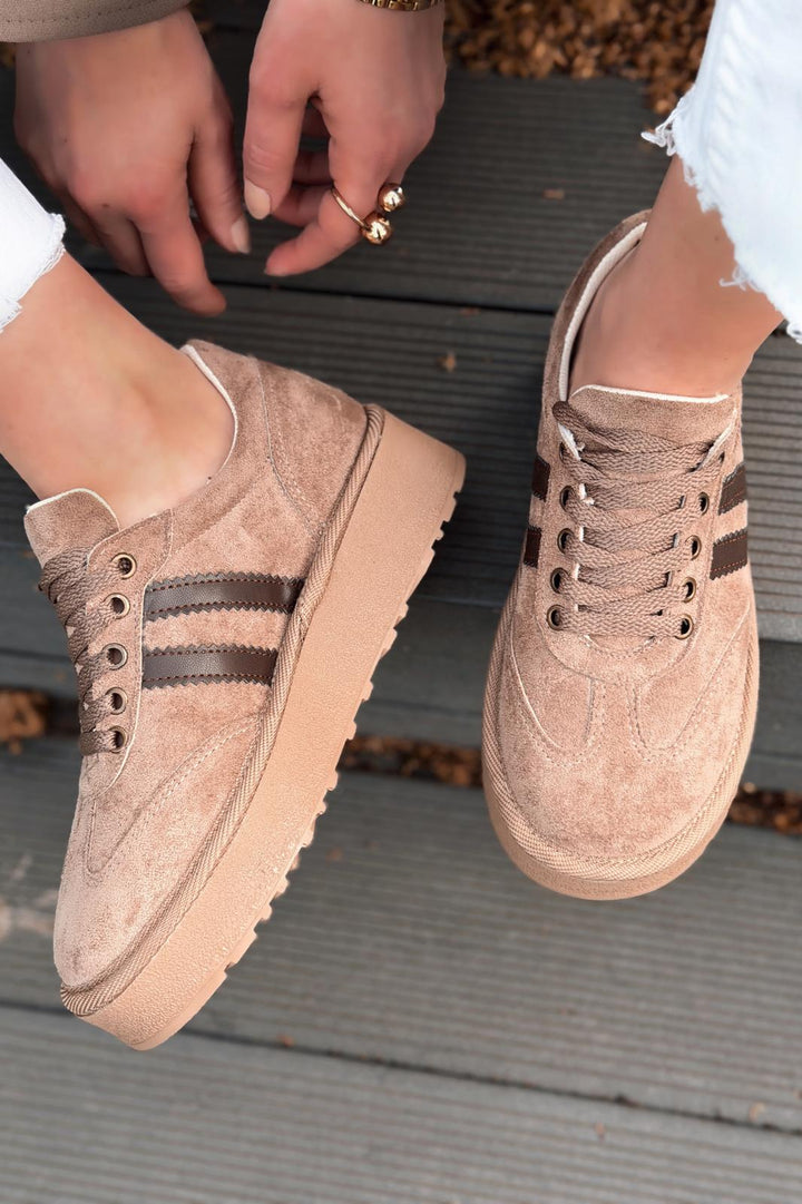 Vireo Kadın Spor Ayakkabı Camel Süet - ILOVESHOES