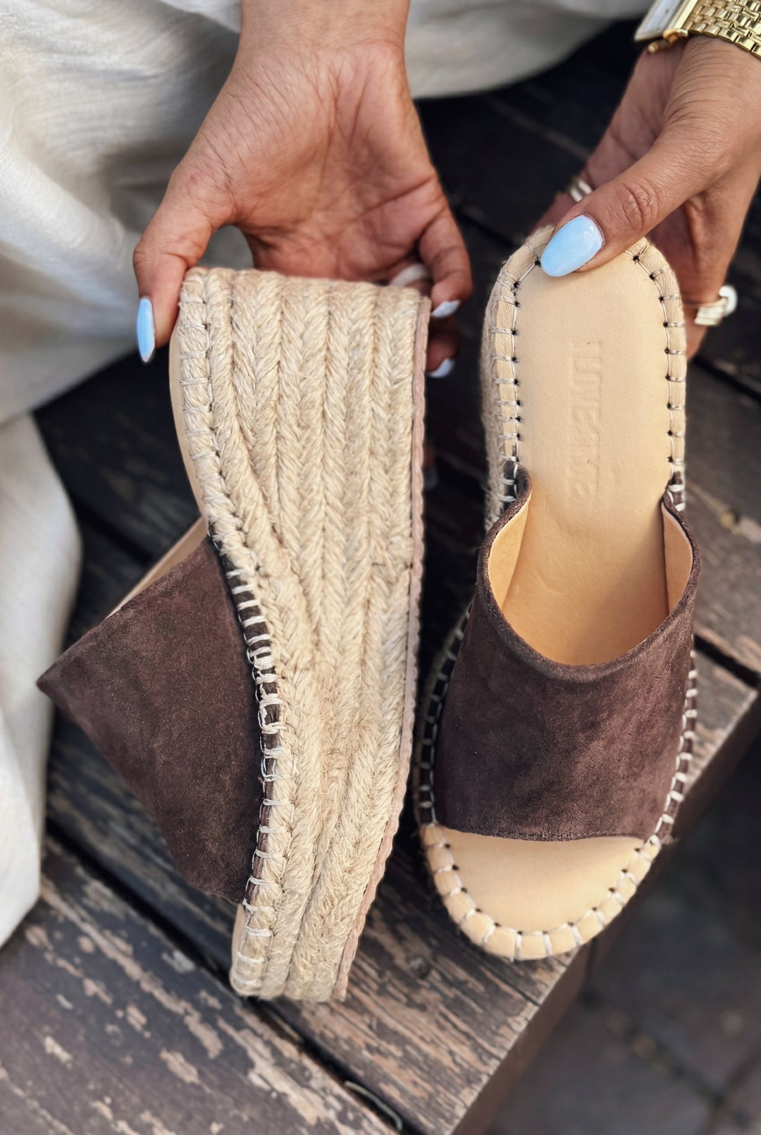 Lorver Acıkahve Hakiki Süet Kadın Dolgu Topuklu Terlik - ILOVESHOES