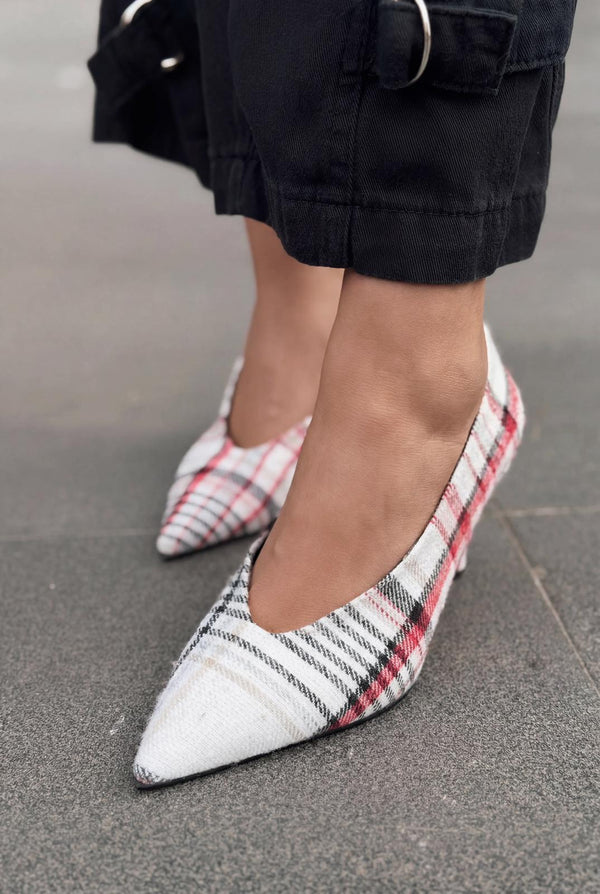 Kairo Stiletto Çok Renkli Tüvit Kumaş Ekoseli - ILOVESHOES