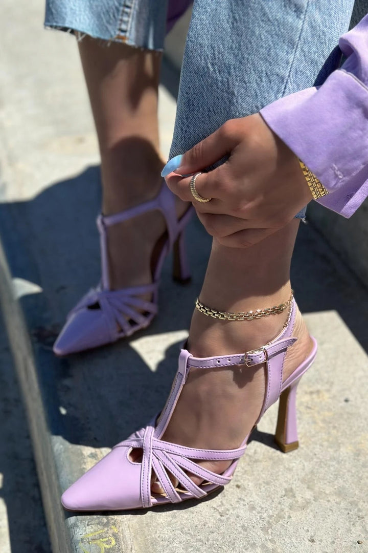 Sonedra Rugan Çapraz Bant Detaylı Stiletto Lila