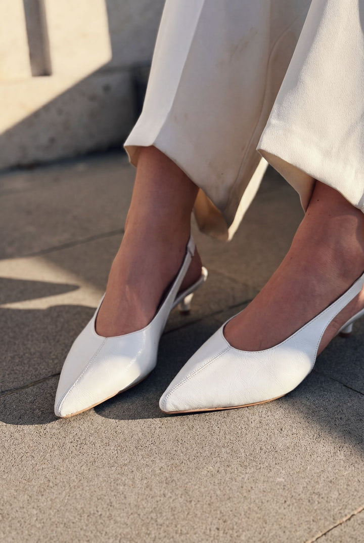 Selor Hakiki Deri Beyaz Mat Deri Kadın Stiletto - ILOVESHOES