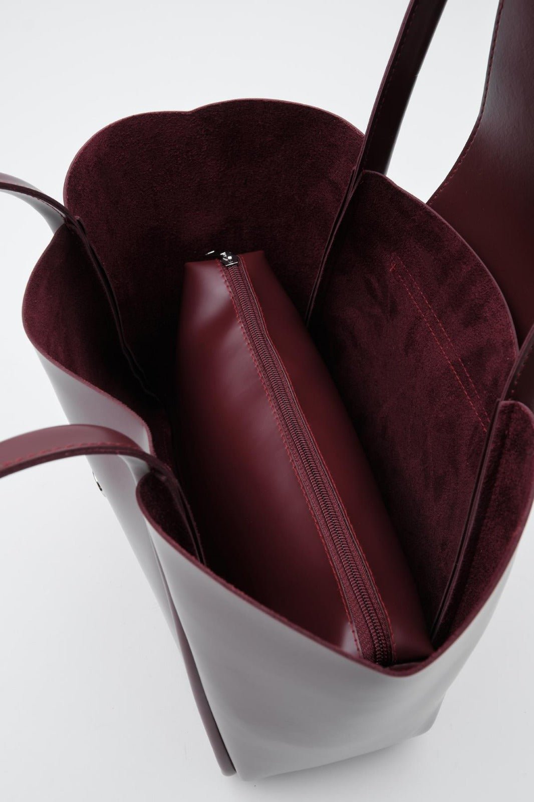 Jolin Omuz Çantası Bordo Mat Deri Makyaj Çantalı - ILOVESHOES