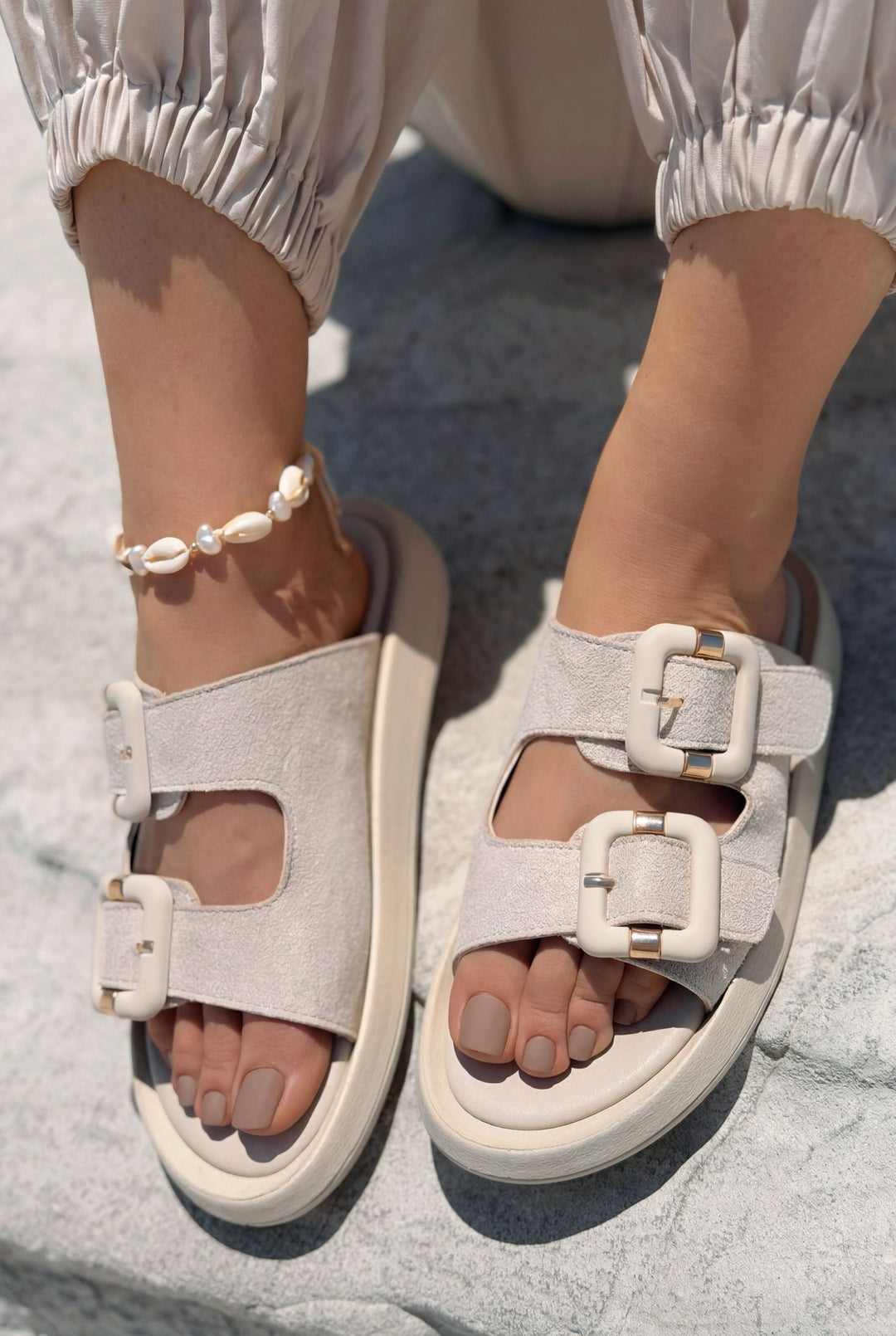 Soravi Bej Süet Kadın Terlik - ILOVESHOES
