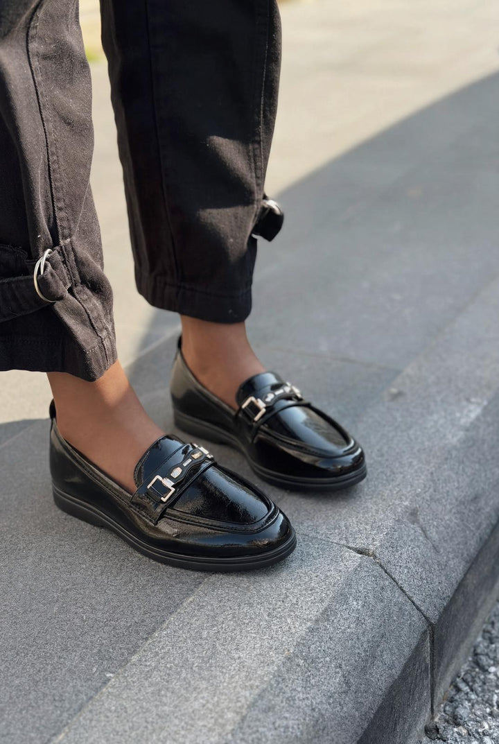 Torel Kadın Loafer Siyah Rugan - ILOVESHOES