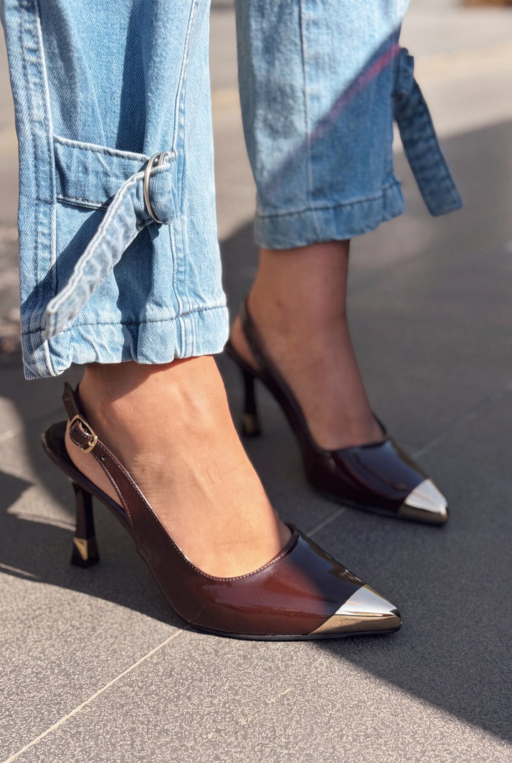 Sarnok Acı Kahve Rugan Kadın Stiletto - ILOVESHOES