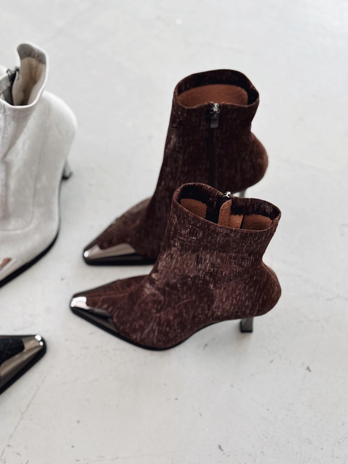 Rosavi Kadın Topuklu Streç Bot Acıkahve Nubuk - ILOVESHOES