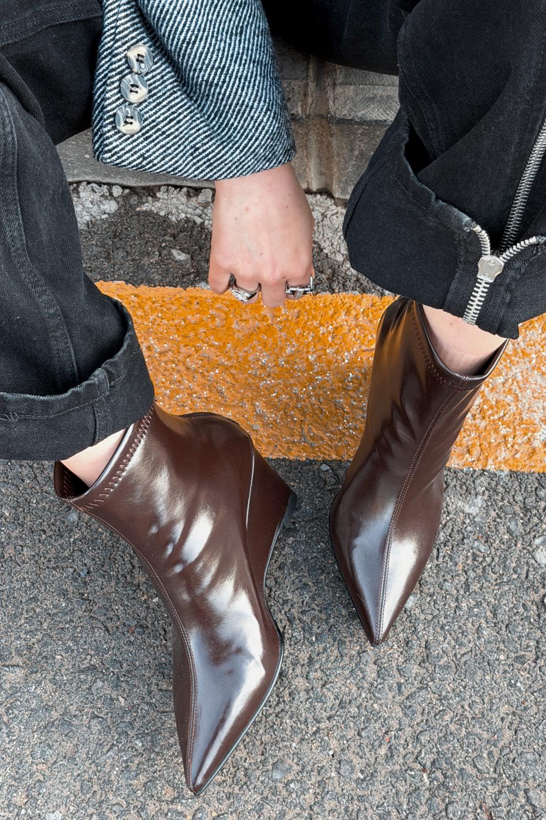 Valoti Kadın Dolgu Topuklu Bot Acıkahve Mat Deri - ILOVESHOES