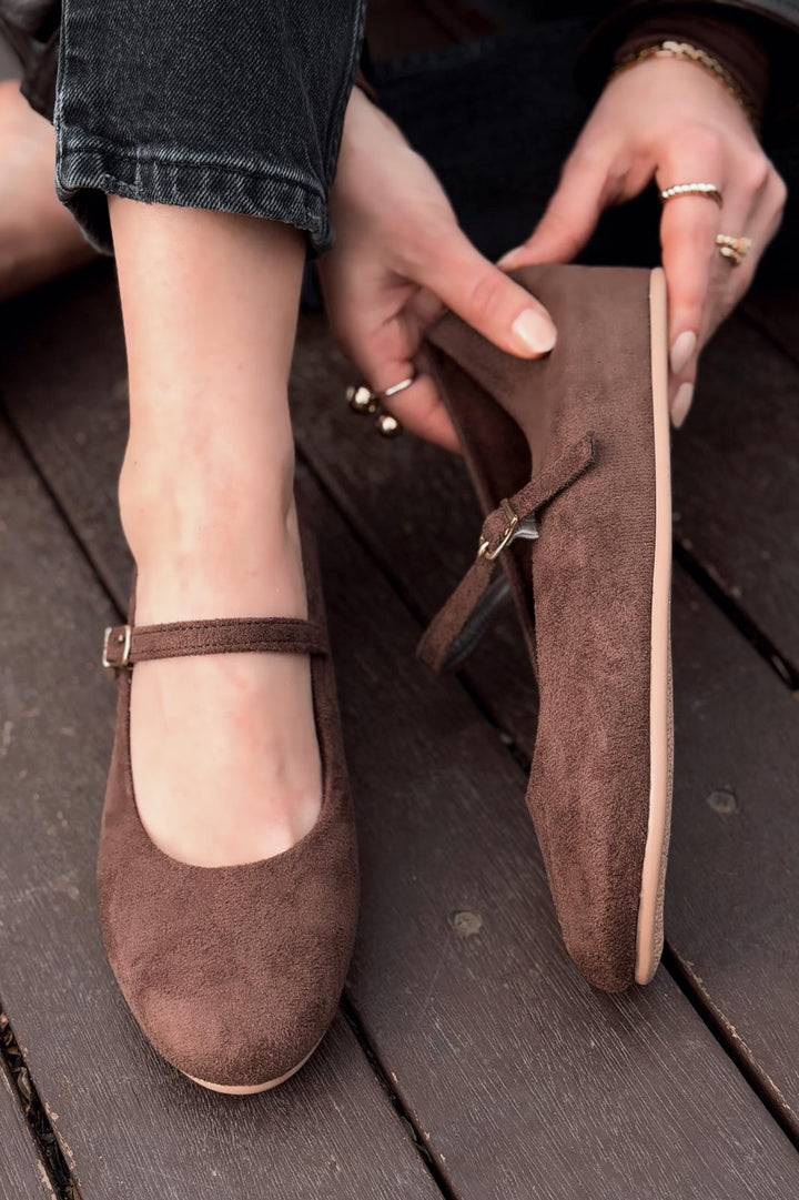 Tenris Kadın Babet Acıhkave Süet Dolgu Topuklu - ILOVESHOES