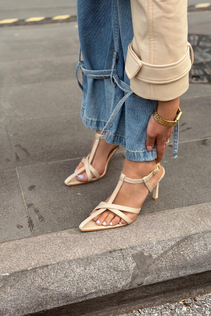 Morlen Nude Patent Leather Heeled Sandals