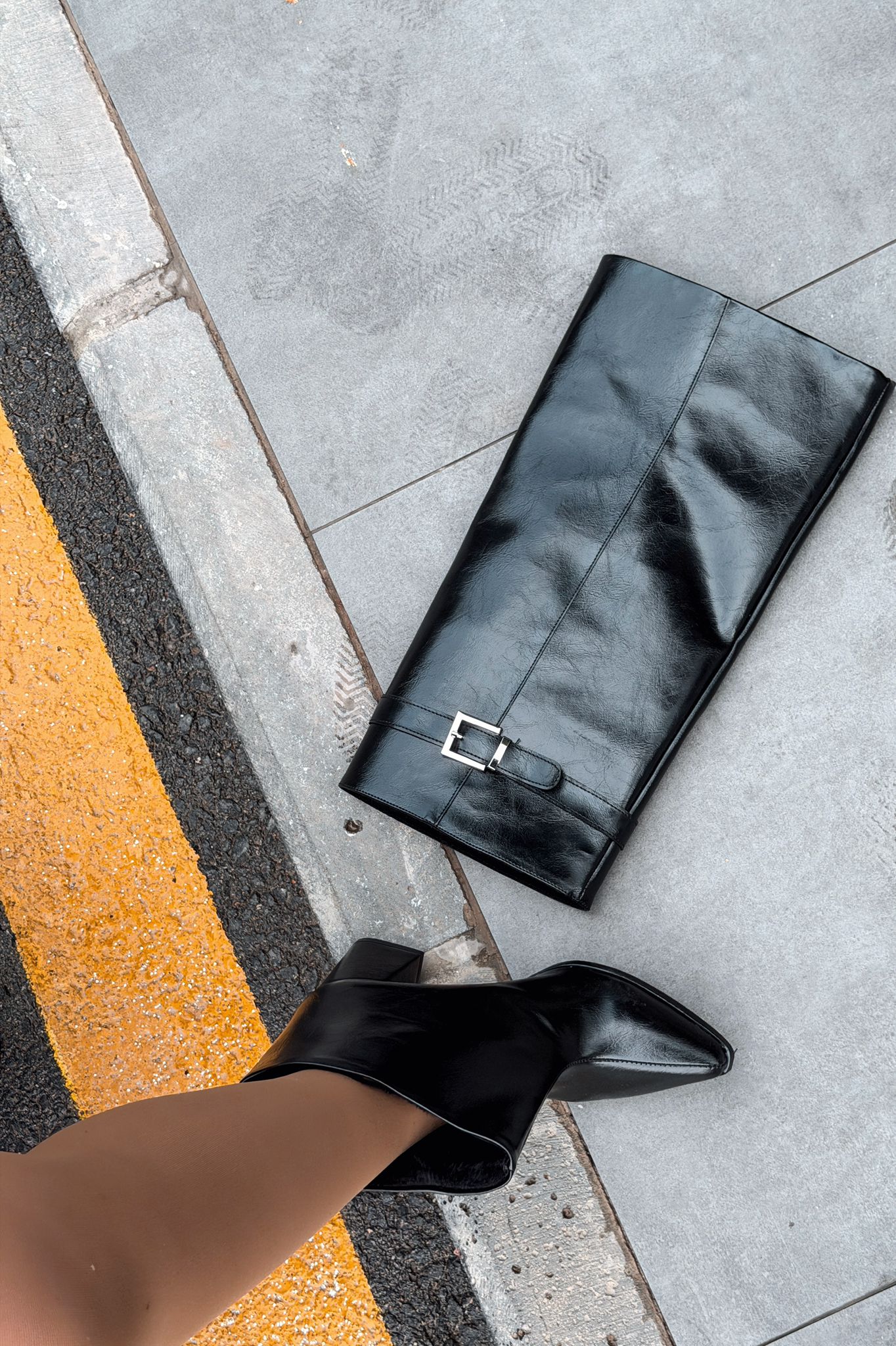 Lorimax Kadın Tak - Çıkar Bot - Çizme Siyah Parlak Deri - ILOVESHOES