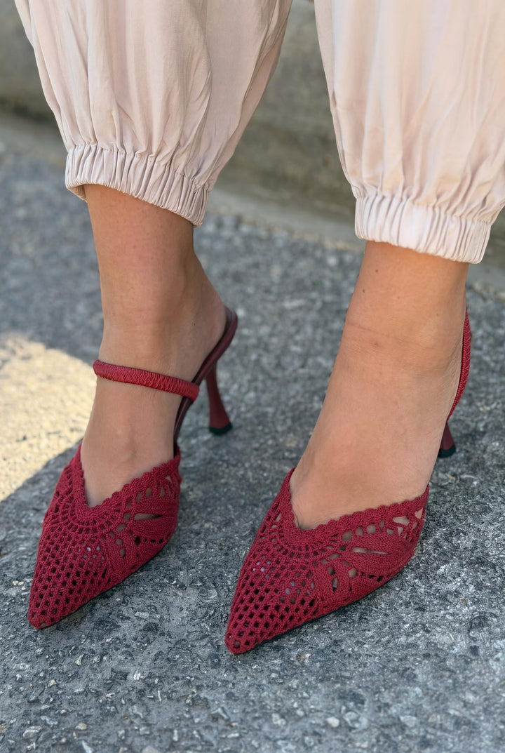 Brina Bordo Dantel Kadın Stiletto