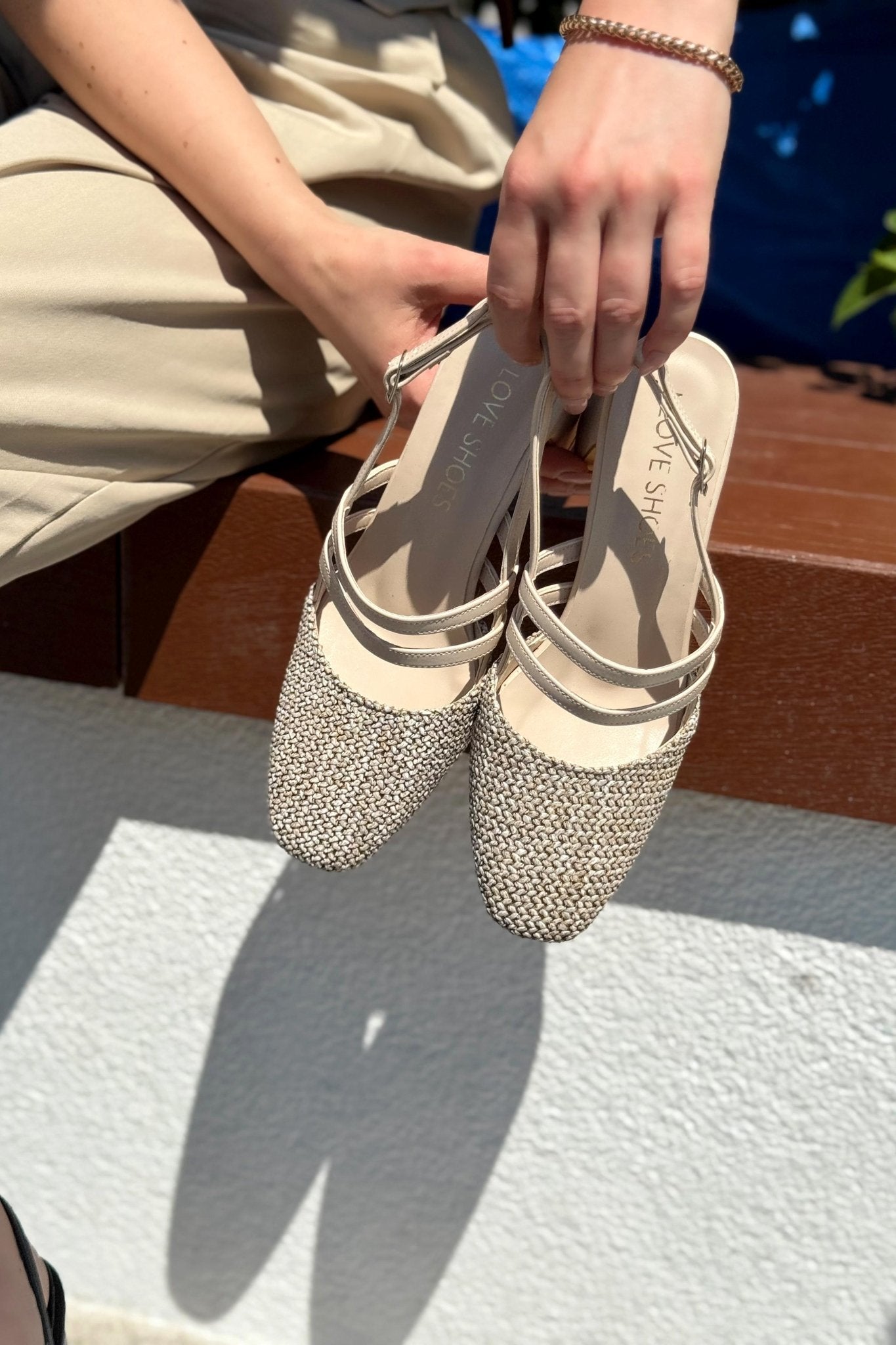 Marlo Mat Deri Bej Hasır Detaylı Mary Jane - ILOVESHOES
