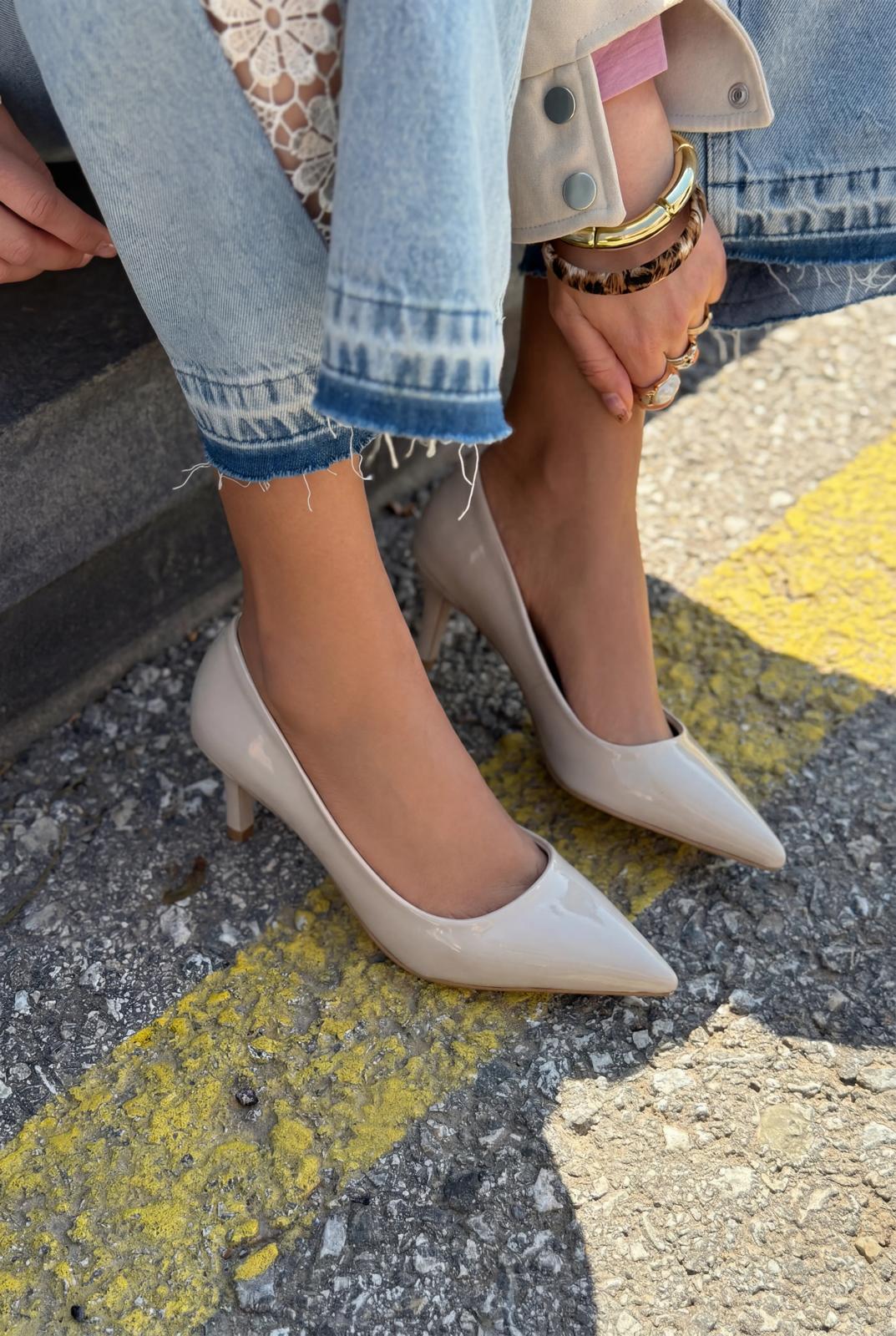 Delvion Bej Rugan Kadın Stiletto - ILOVESHOES