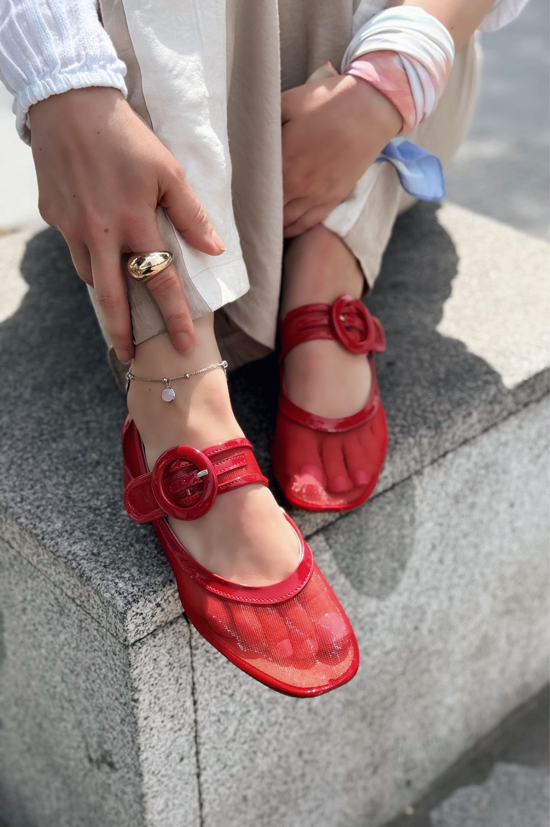 Cyreya File Kırmızı Toka Detaylı Mary Jane - ILOVESHOES