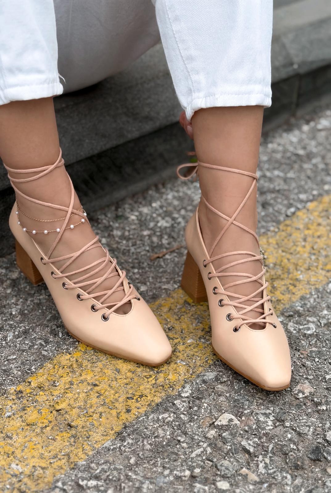 Temora Topuklu Ayakkabı Nude Mat Deri - ILOVESHOES