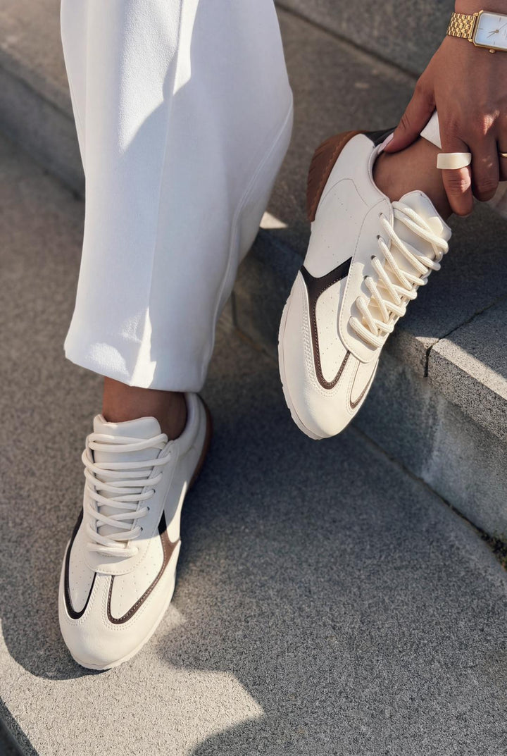 Rosven Acıkahve Mat Deri Kadın Spor Ayakkabı - ILOVESHOES