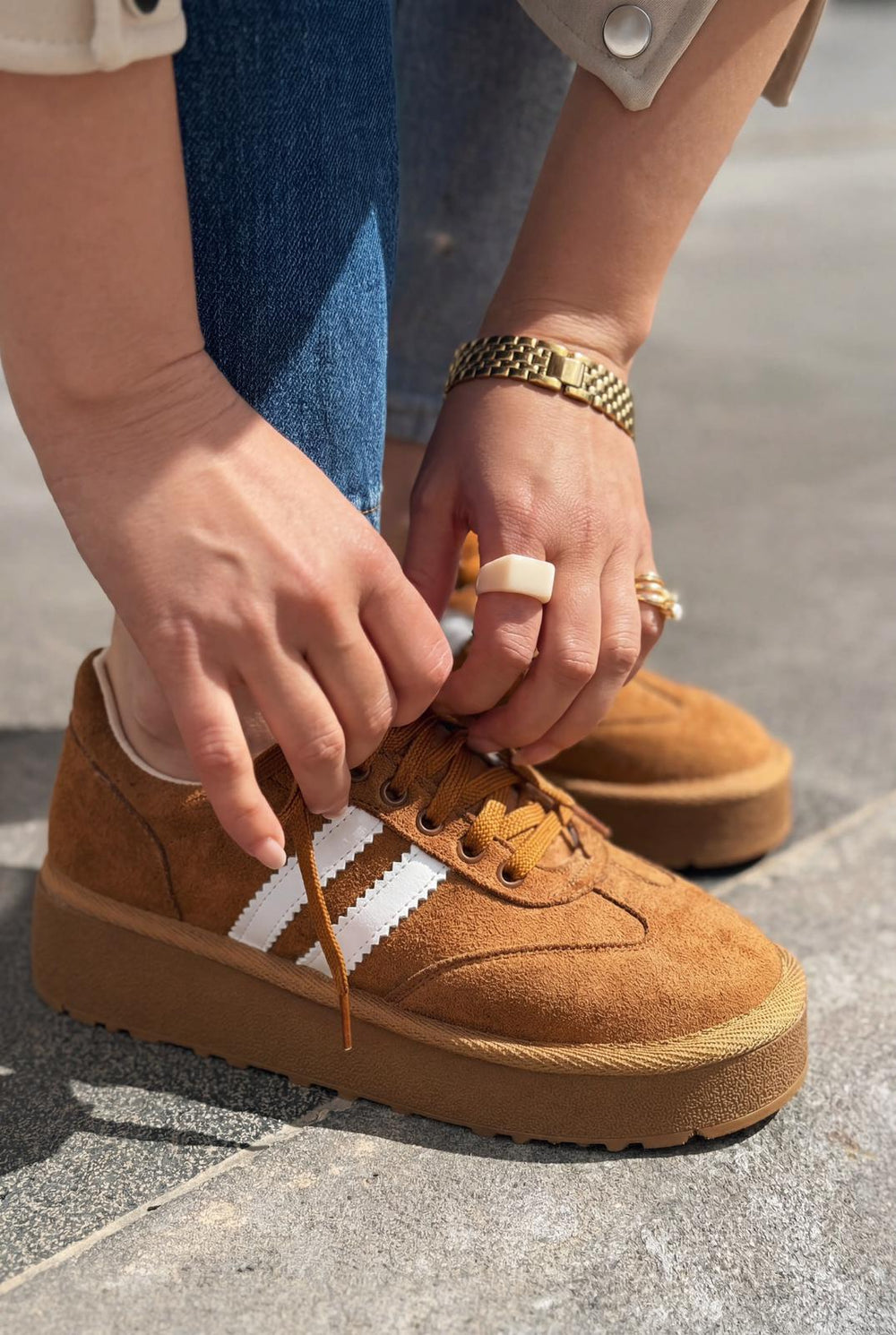 Vireo Kadın Spor Ayakkabı Taba Süet - ILOVESHOES