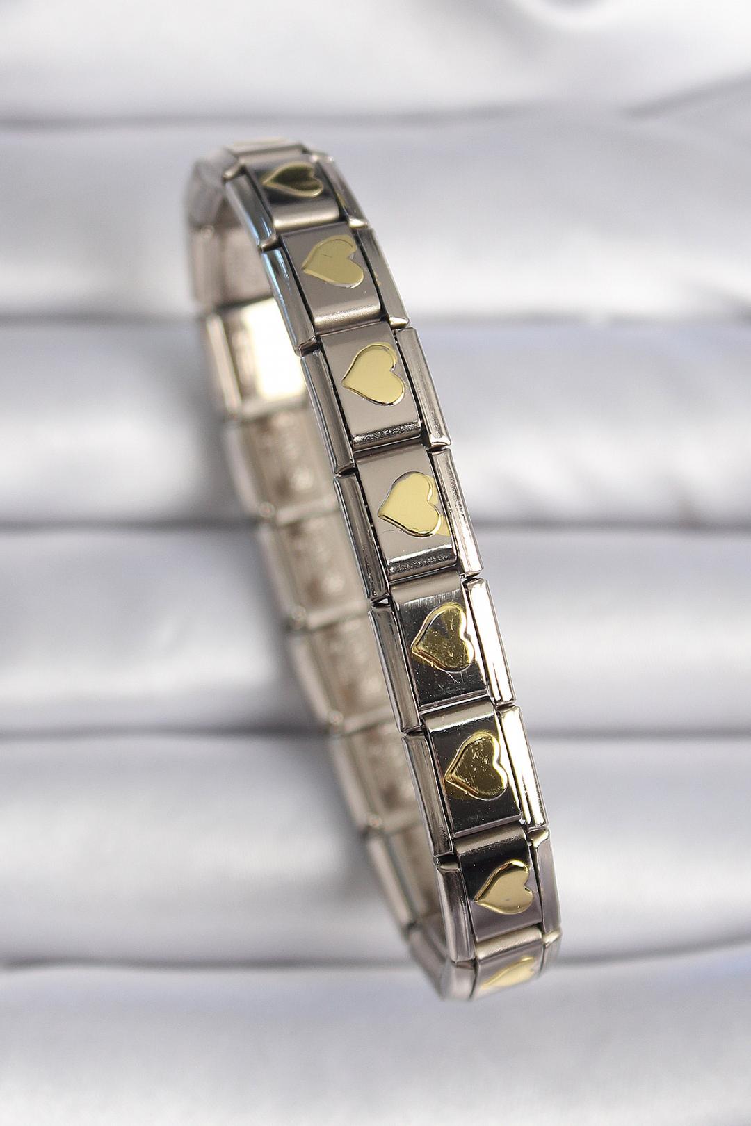 ILS - 1020 Kadın Nomination Charm Bileklik Gold Çelik Kalpli - ILOVESHOES