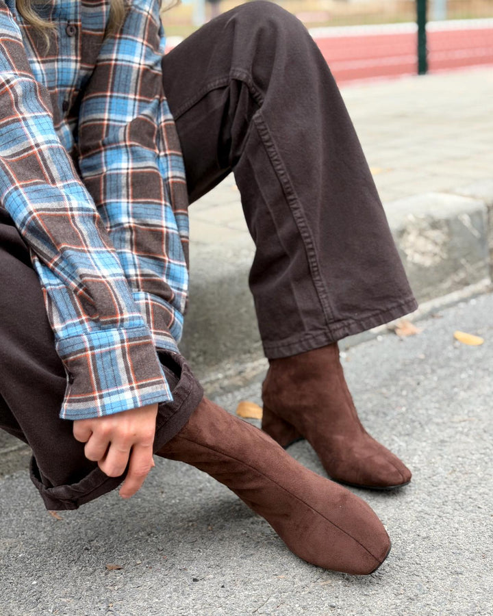 Jornel Kadın Topuklu Streç Bot Acıkahve Süet - ILOVESHOES
