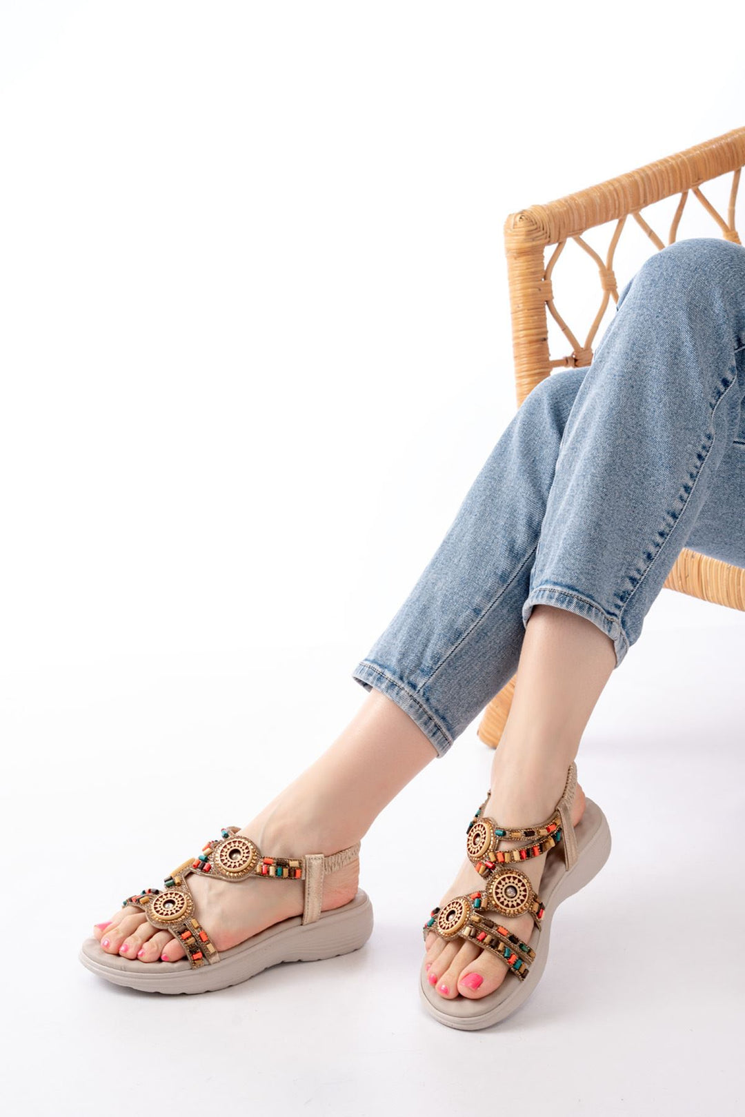 Lorien Beige Stone Detailed Women&