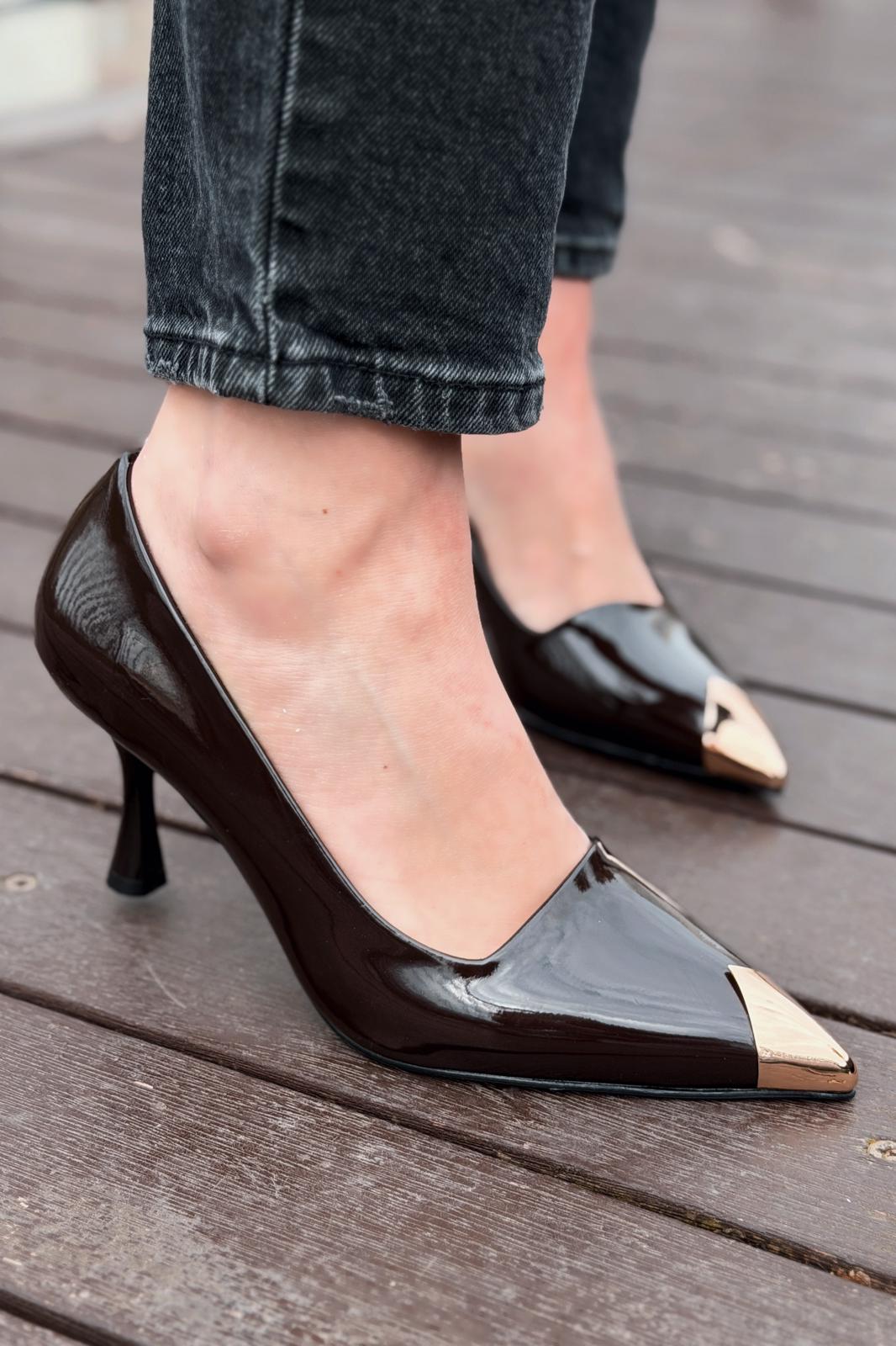 Noctra Stiletto Acıkahve Rugan - ILOVESHOES