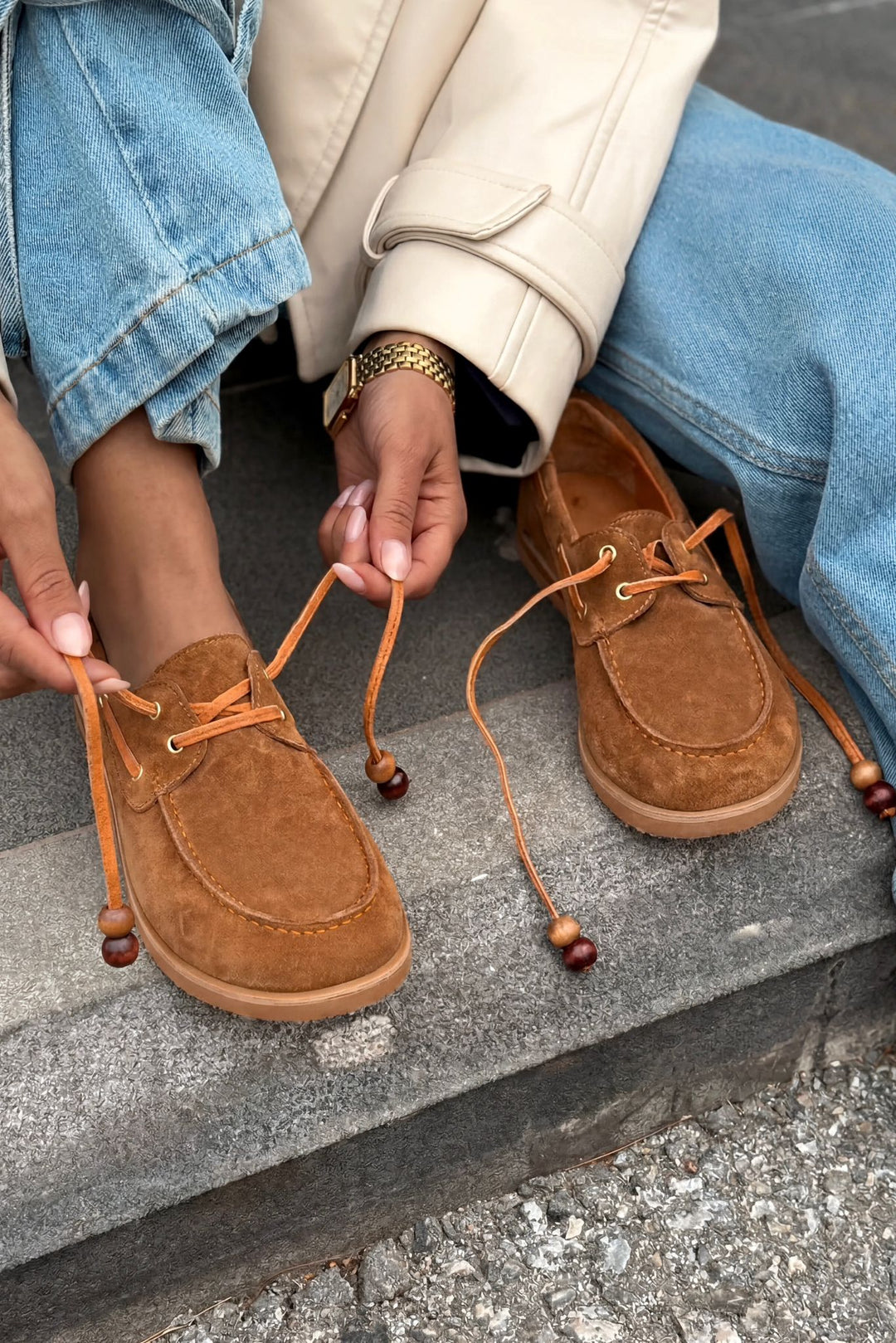 Armon Hakiki Süet Kadın Oxford Taba - ILOVESHOES