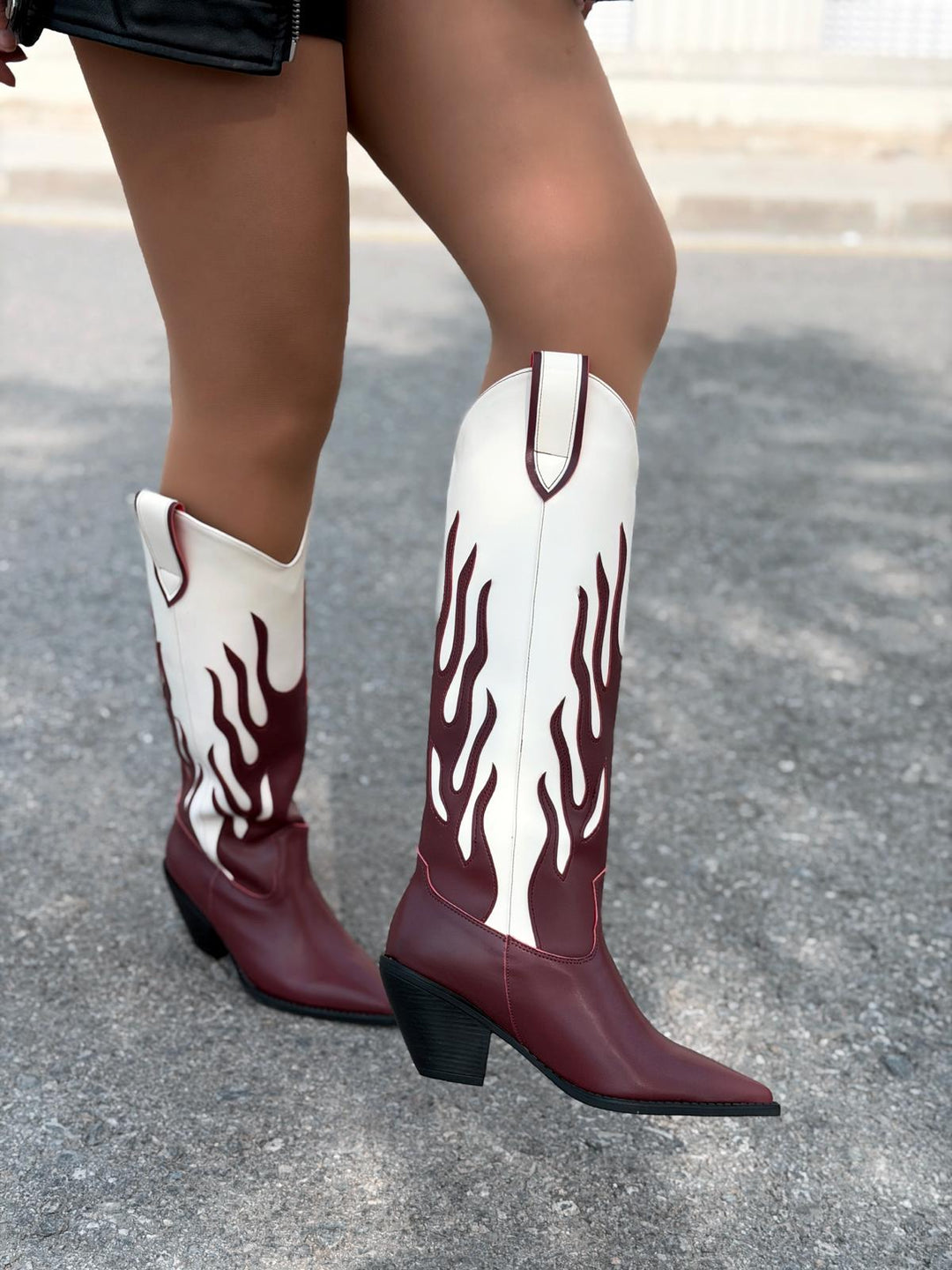 Uldra Kadın Kovboy Çizme Bordo Mat Deri - ILOVESHOES