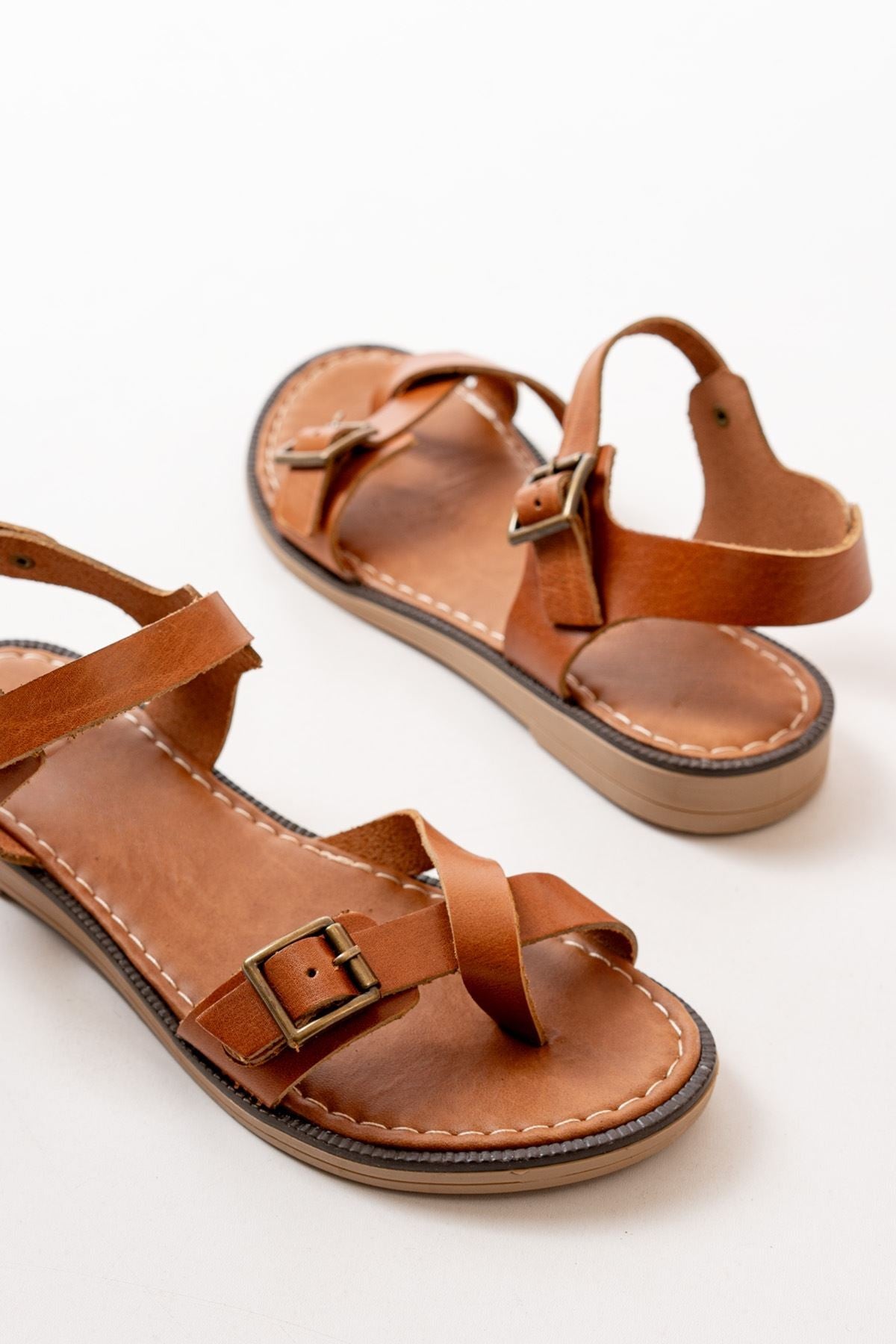 Passilya Hakiki Deri Taba Kadın Sandalet - ILOVESHOES