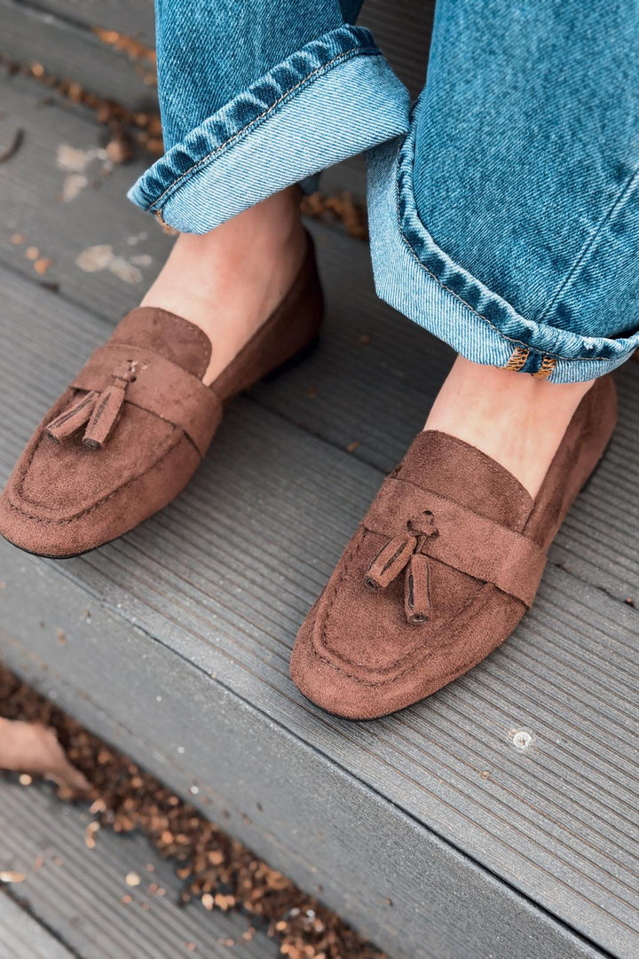 Olena Kadın Loafer Acıkahve Süet - ILOVESHOES