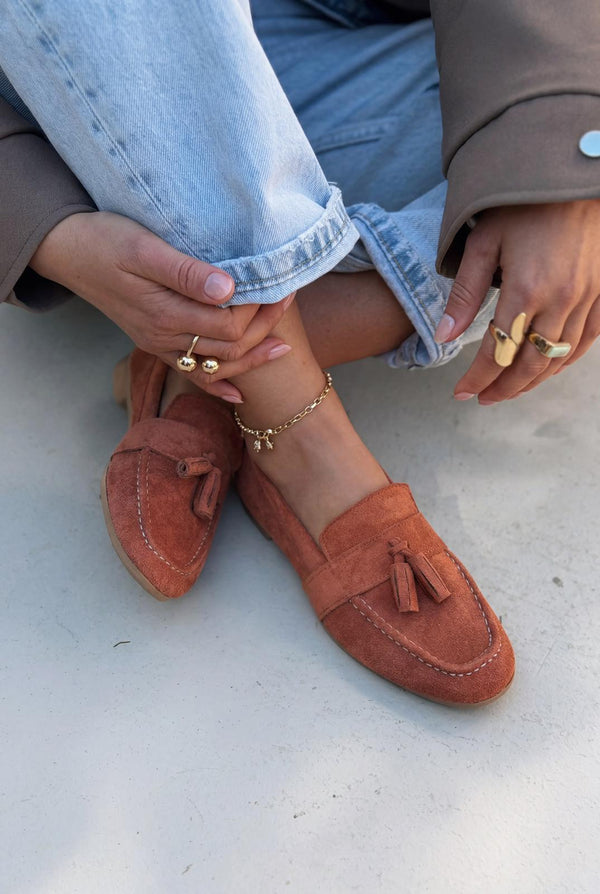 Olena Kadın Loafer Kiremit Süet - ILOVESHOES
