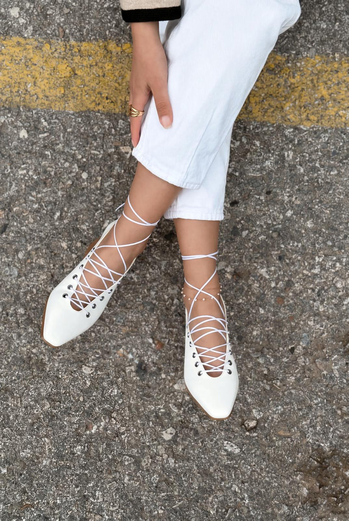 Temora Topuklu Ayakkabı BeyazMat Deri - ILOVESHOES