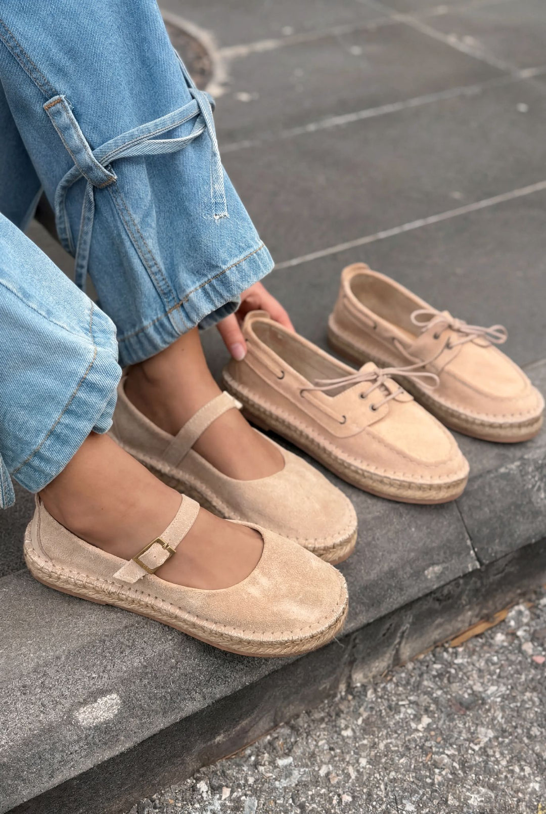 Marena Hakiki Süet Kadın Espadril Bej - ILOVESHOES